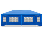 HAOYYE 10x20 Blue Outdoor Party Tent with 6 Removable Sidewalls Waterproof PE Fabric Canopy Shelter for Patio Wedding Event Backyard Garden Iron Frame Portable Gazebo Low Profile Design Easy Setup Sunshade for Commercial and Home Use